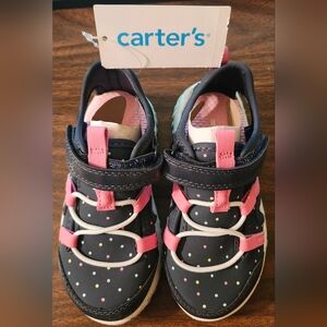 Carter's Girls Metheor Navy and Pink Polka Dot Sneakers CS22H04B Kids 8